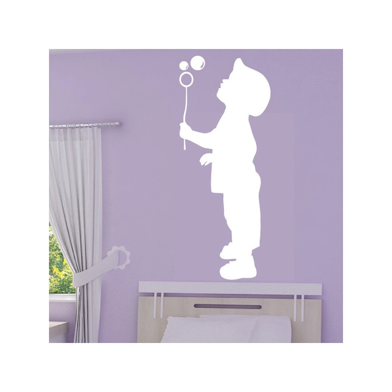 Sticker Silhouette Enfant qui souffle un bulle de savon