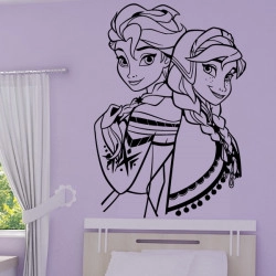 Sticker La Reine des Neiges - Elsa & Anna Dos à Dos
