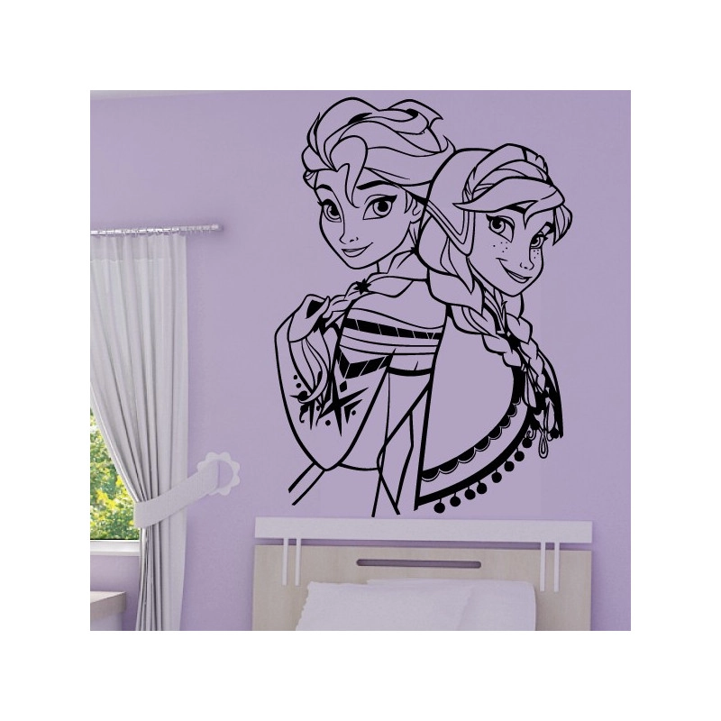 Sticker La Reine des Neiges - Elsa & Anna Dos à Dos