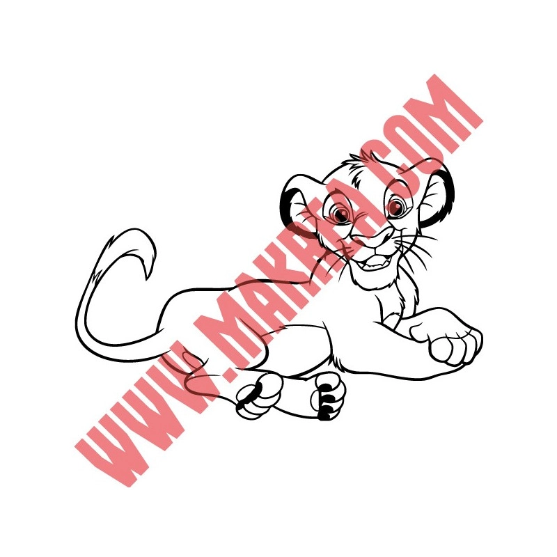 Sticker Roi Lion - Lionceau Simba Allongé