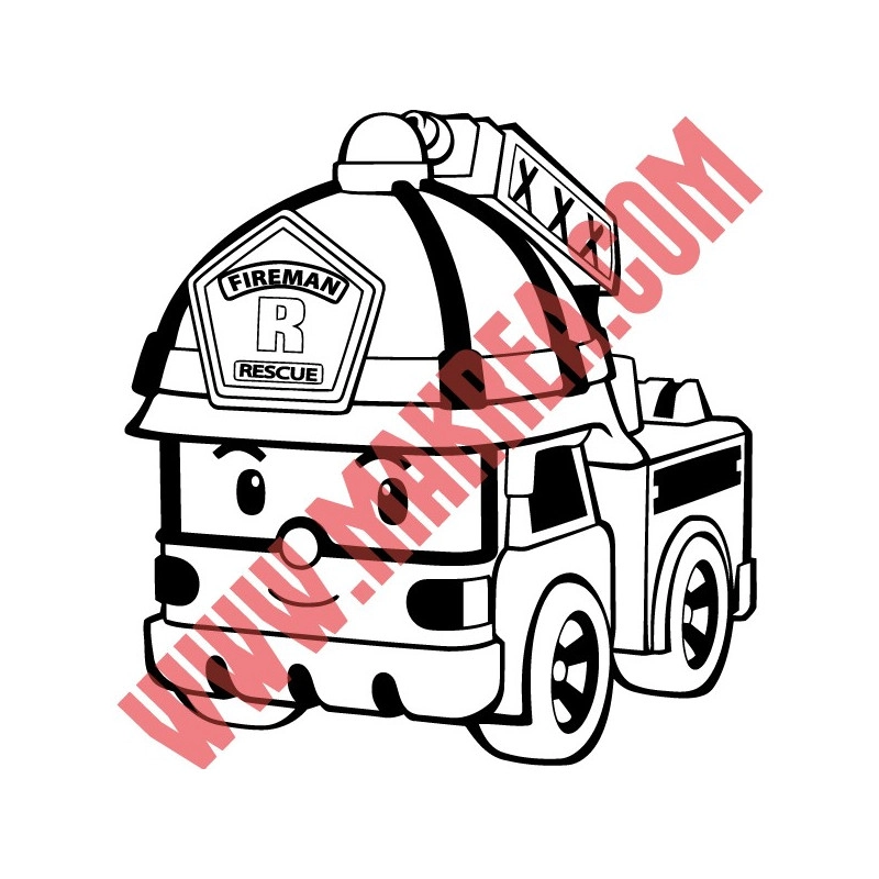 Sticker Robocar Poli - Camion Pompier