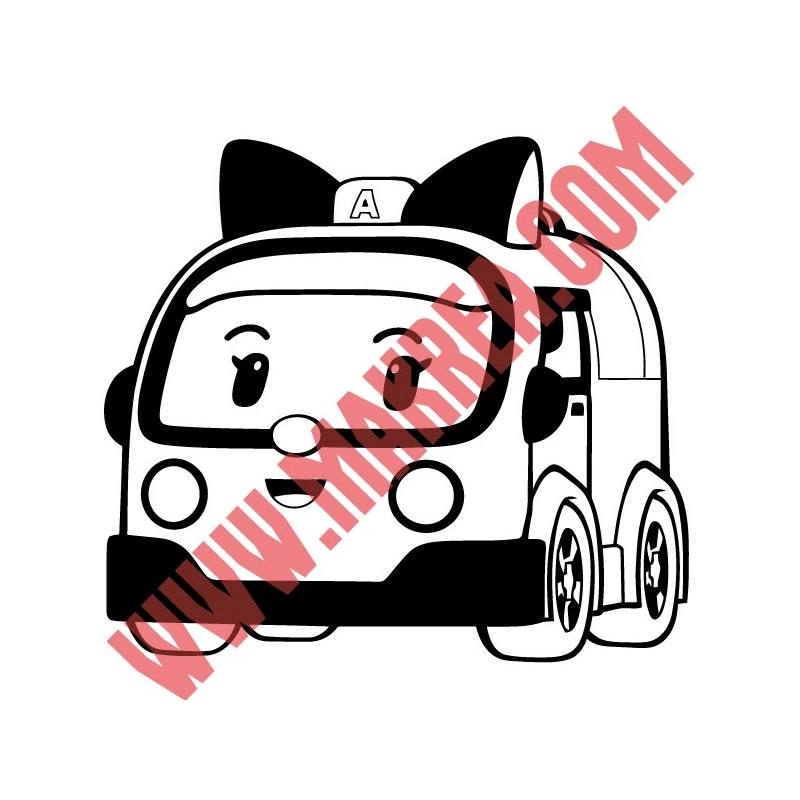 Sticker Robocar Poli - Ambre l'Ambulance