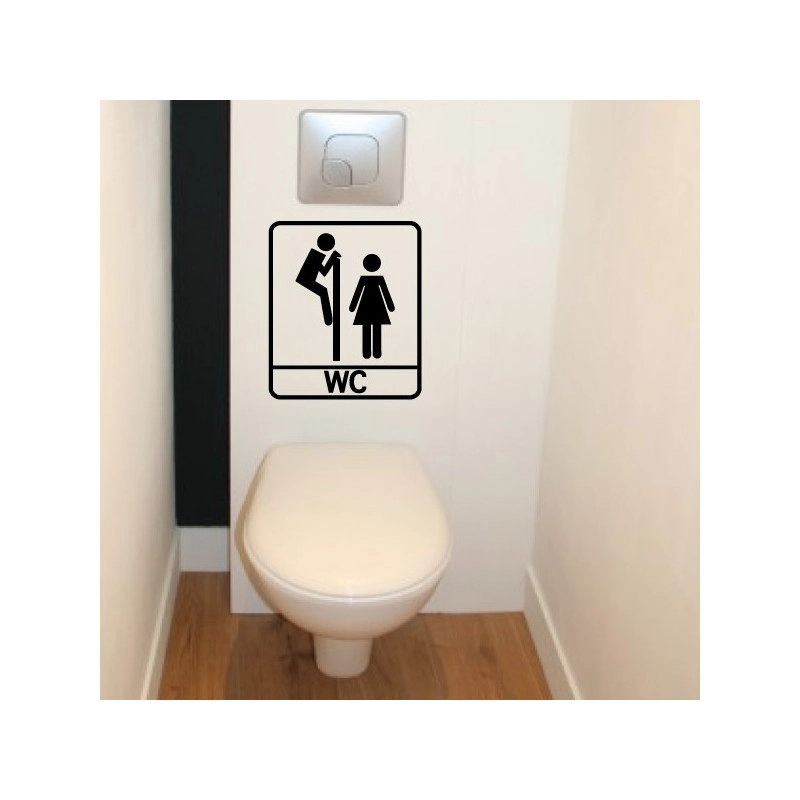 Sticker Abattant WC - Personnages H & F Humoristique Regarde par dessus + WC