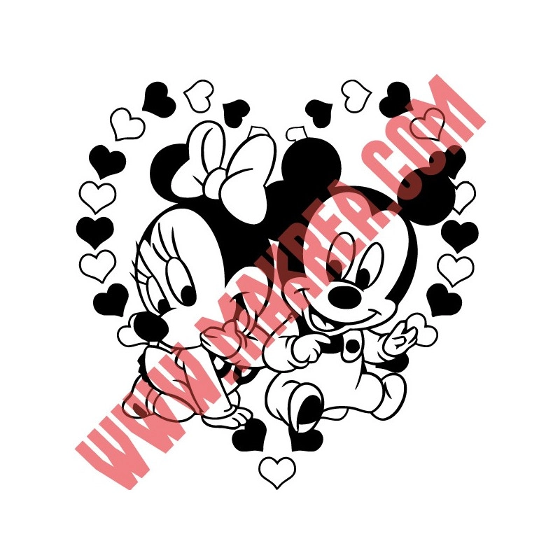Sticker Mickey Minnie Bébé St Valentin