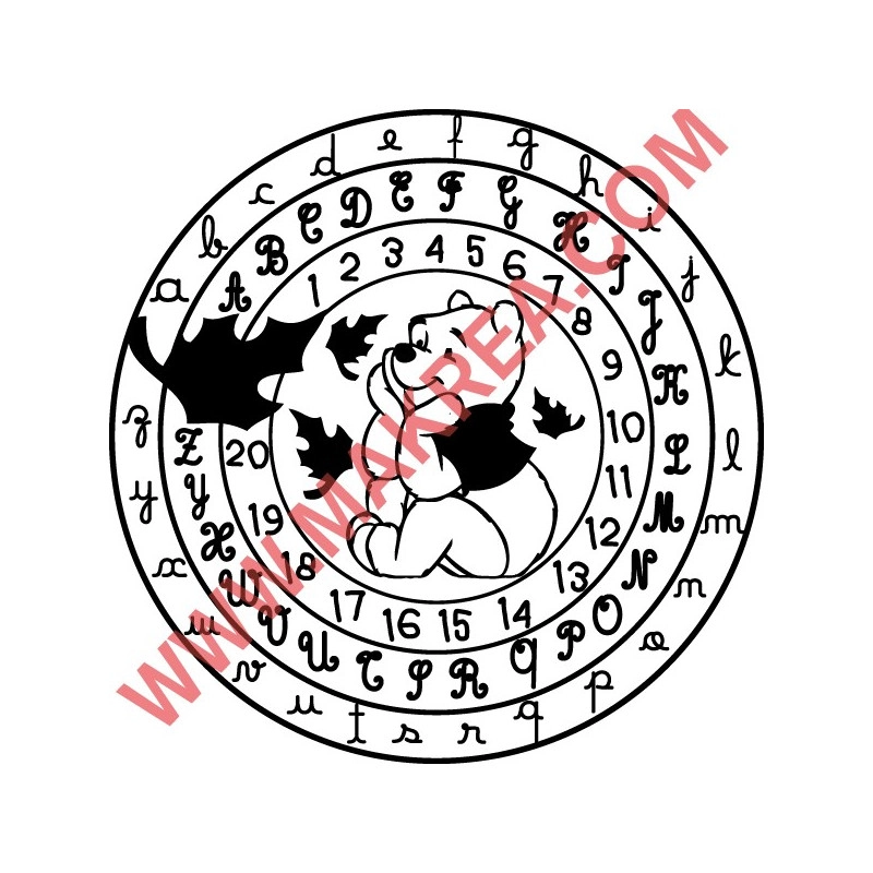 Sticker Winnie l'ourson Cercle Alphabet et Chiffres