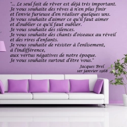 Sticker Texte Jacques Brel - Le seul fait de rêver est déjà très important...