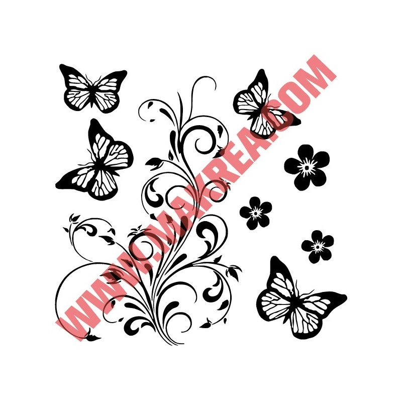 Sticker Nature - Ornements Fleurs et Papillons