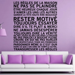 Sticker Texte Les Règles de la Maison