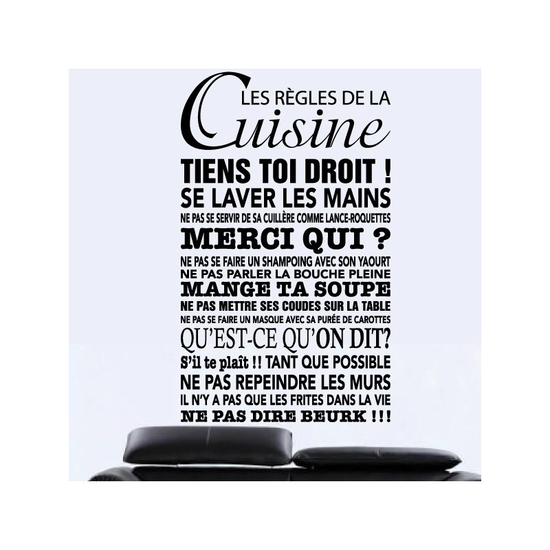 Sticker Texte Les règles de la Cuisine