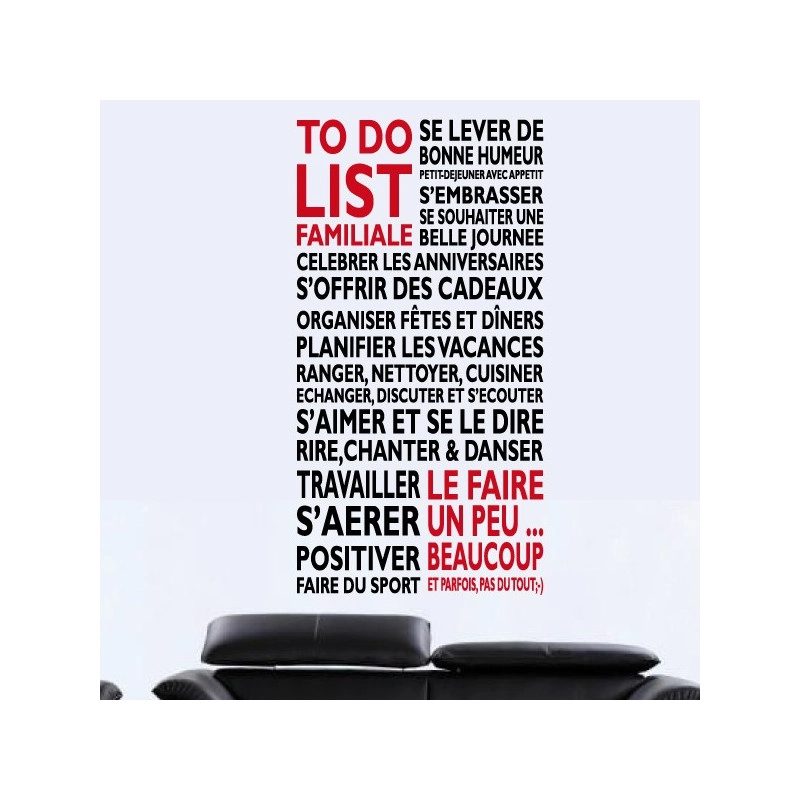 Sticker Texte "To Do List Familiale"