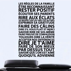 Sticker Texte Les règles de la Famille