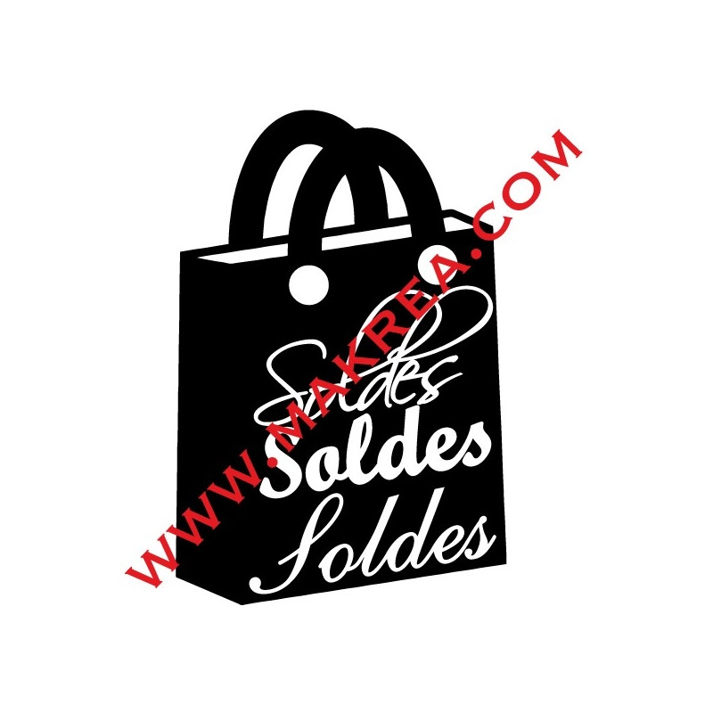 Sticker vitrine Soldes - Sac écriture Soldes