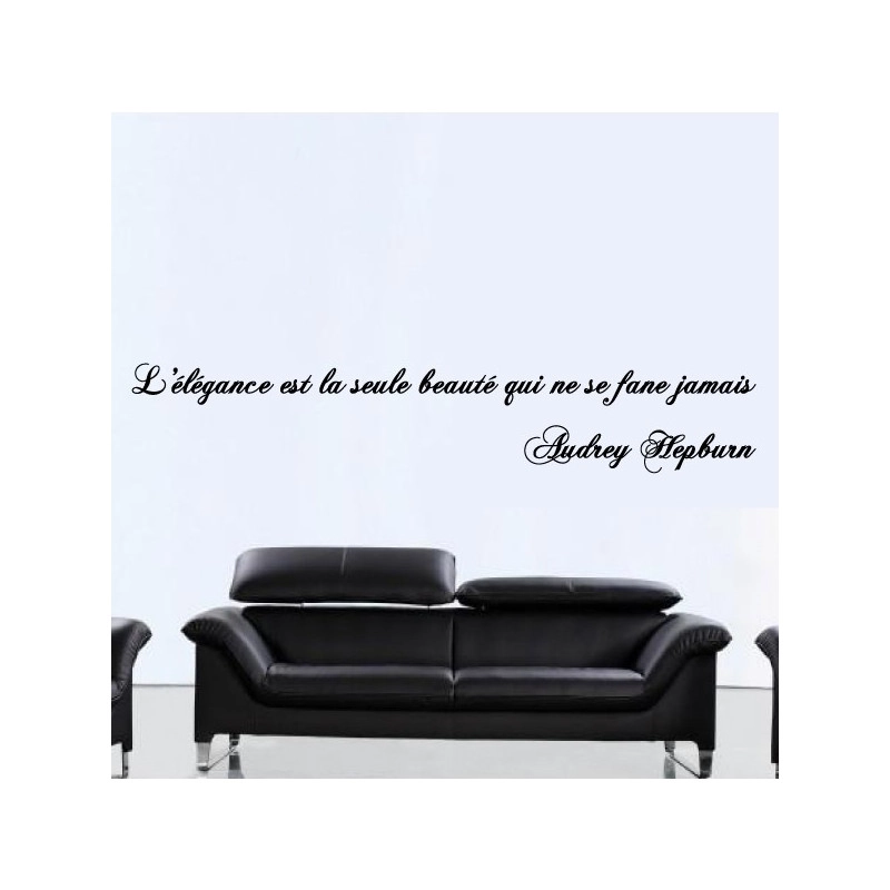 Sticker Texte : L'élégance est la seule beauté qui ne se fane jamais - Audrey Hepburn