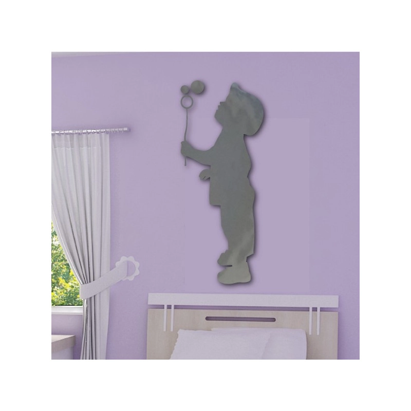 Sticker Miroir - Silhouette Enfant qui souffle une bulle