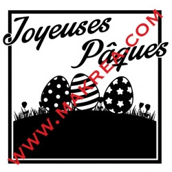 Sticker Vitrine Cadre Décor Oeufs & Joyeuses Pâques