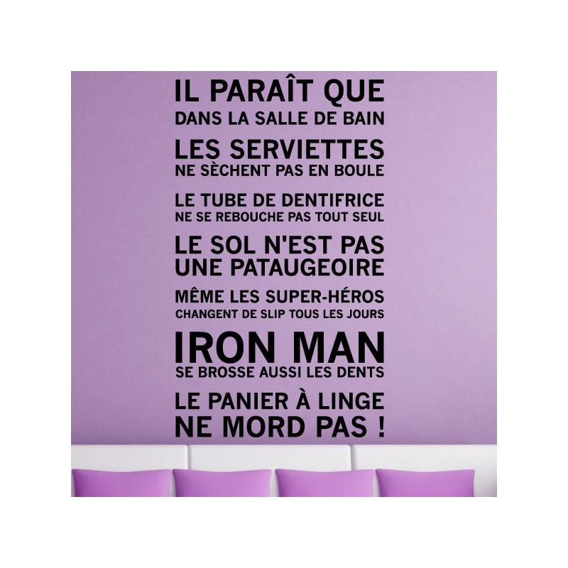 Sticker Les Règles de La Salle de Bain...Iron Man