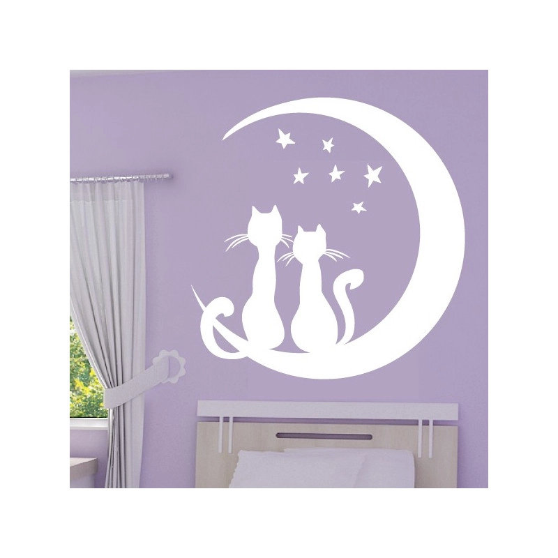 Sticker 2 Chats Lune et Etoiles