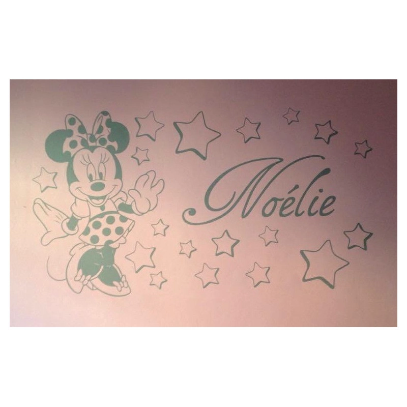 Sticker Minnie Robe - Etoiles et prénom
