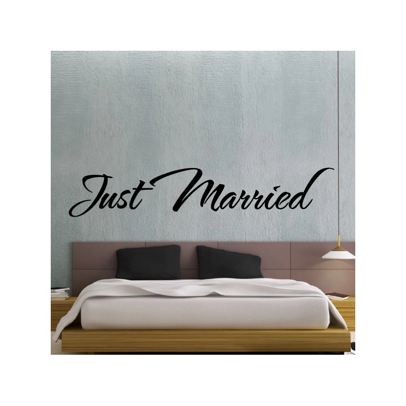 Sticker Texte Lettrage : Just Married