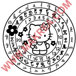Sticker Hello Kitty Cercle Alphabet et Chiffres