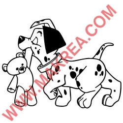 Sticker 101 Dalmatiens - Chiot tient sa peluche