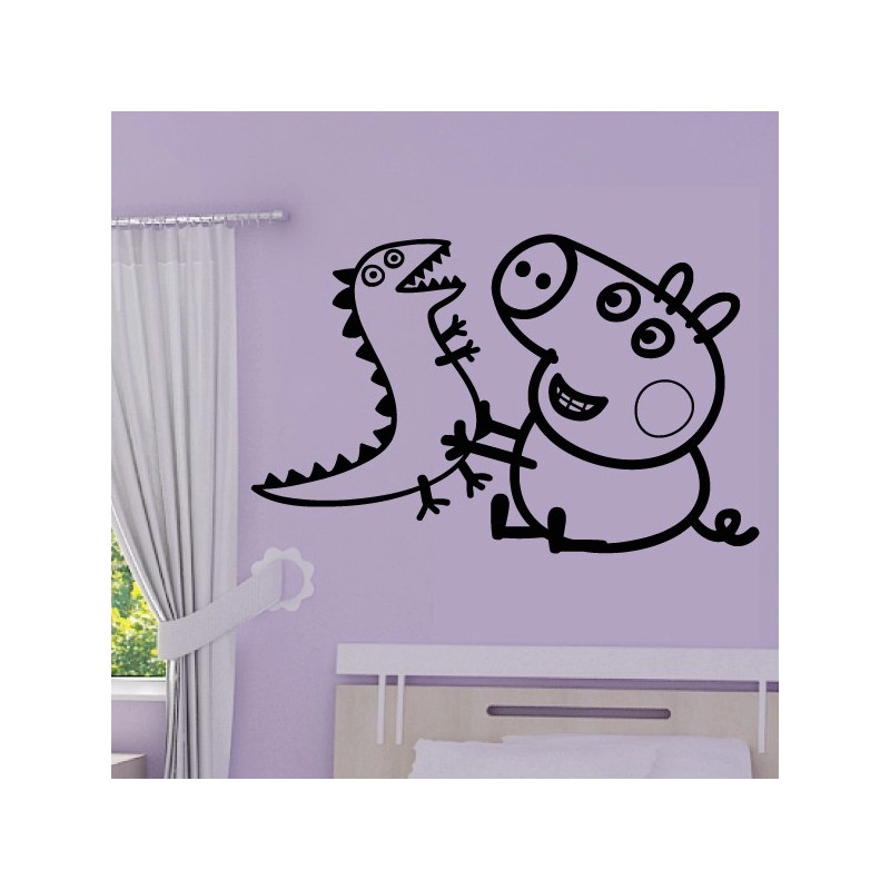 Sticker Peppa Pig - George & Dinosaure Jouent