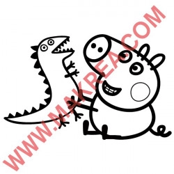 Sticker Peppa Pig - George & Dinosaure Jouent