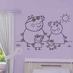 Sticker Peppa Pig - Maman Pig, Papa Pig, George et Peppa Pig
