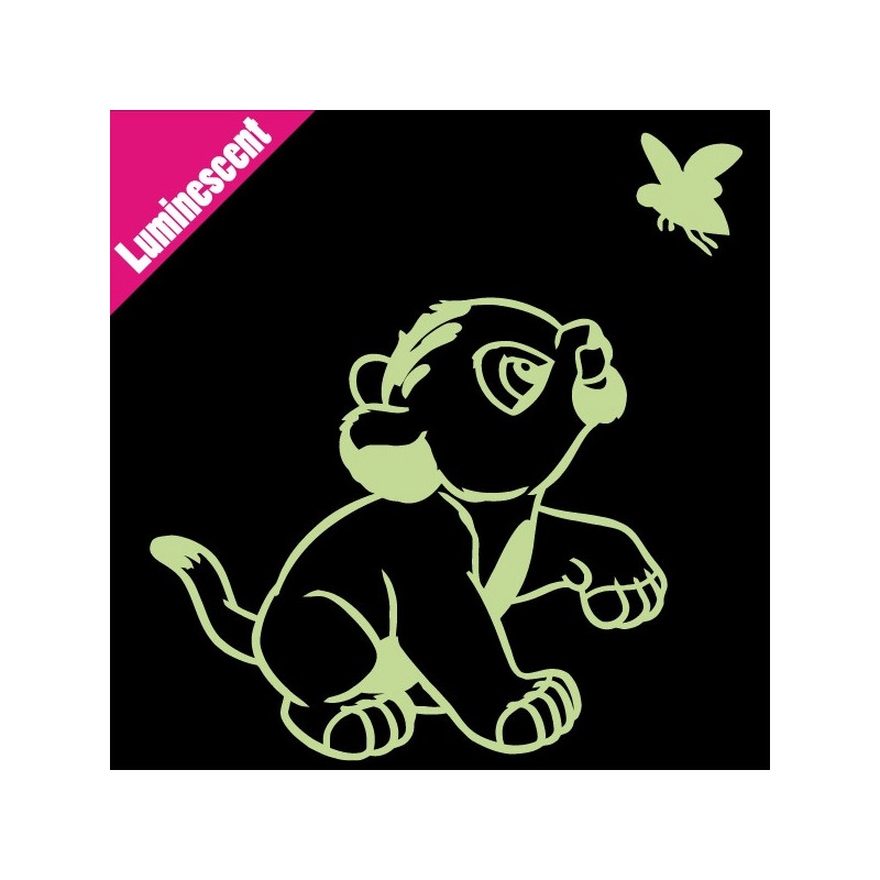 Sticker Luminescent Simba joue avec papillon - Roi Lion