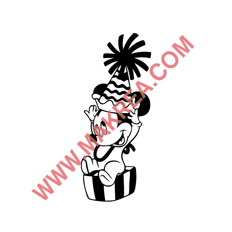 Sticker Bébé Mickey chapeau de fête