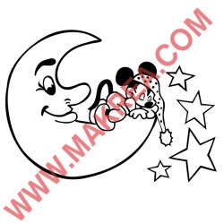 Sticker Mickey Bébé dort sur la Lune