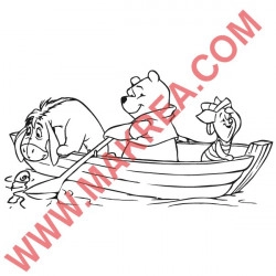 Sticker Winnie Bourriquet & Porcinet en bateau