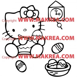 Sticker Hello Kitty Peinture sur Oeufs