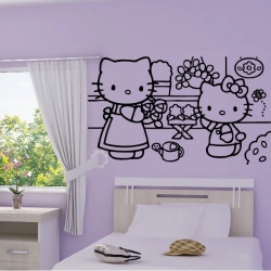 Sticker Hello Kitty au Jardin