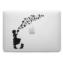 Sticker Fillette souffle des bulles pour MacBook