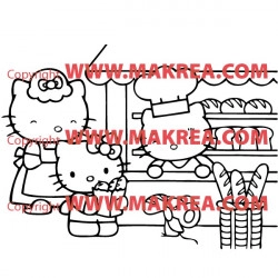 Sticker Hello Kitty à la Boulangerie