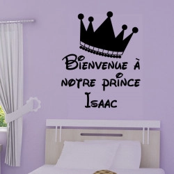 Sticker Couronne Bienvenue à notre prince + prénom personnalisable