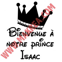 Sticker Couronne Bienvenue à notre prince + prénom personnalisable