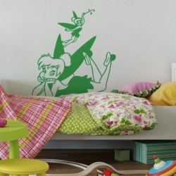 Sticker Peter Pan - Fée Clochette Allongée Ailes Colorées