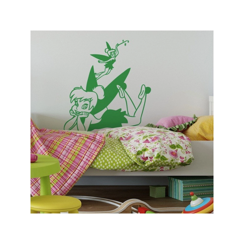Sticker Peter Pan - Fée Clochette Allongée Ailes Colorées