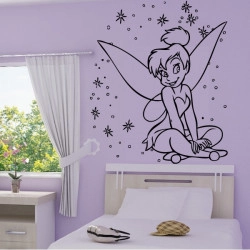 Peter Pan - Fée Clochette Assise Pluie d'étoiles