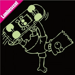 Sticker Luminescent Simpson - Bart Skate tête de mort