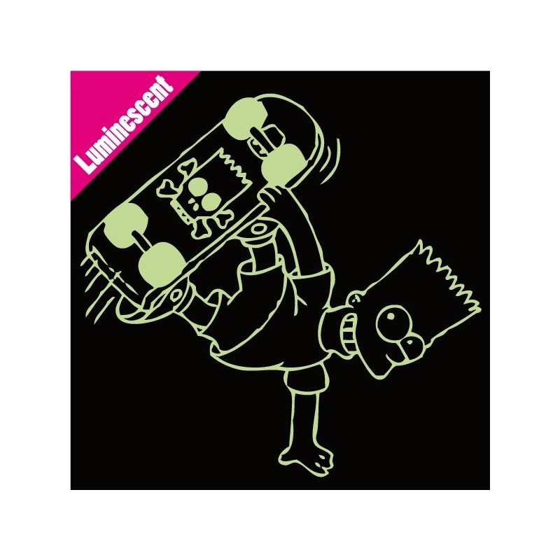 Sticker Luminescent Simpson - Bart Skate tête de mort
