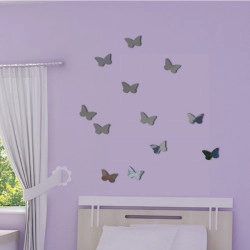 Sticker Miroir - Pack / kit 12 papillons - Silhouettes 7x5cm