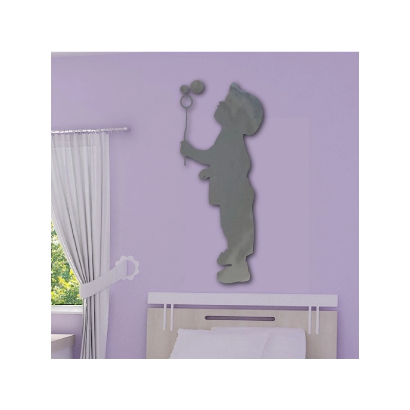 Sticker Miroir - Silhouette Enfant qui souffle une bulle