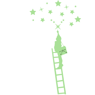 Sticker Luminescent Enfant qui attrape les étoiles sur échelle