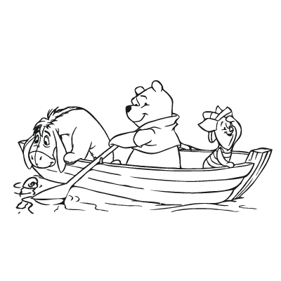 Sticker Winnie Bourriquet & Porcinet en bateau