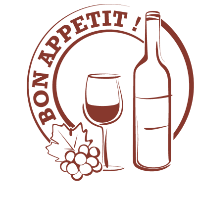 Sticker Cuisine - Verre et bouteille de vin Bon appétit !